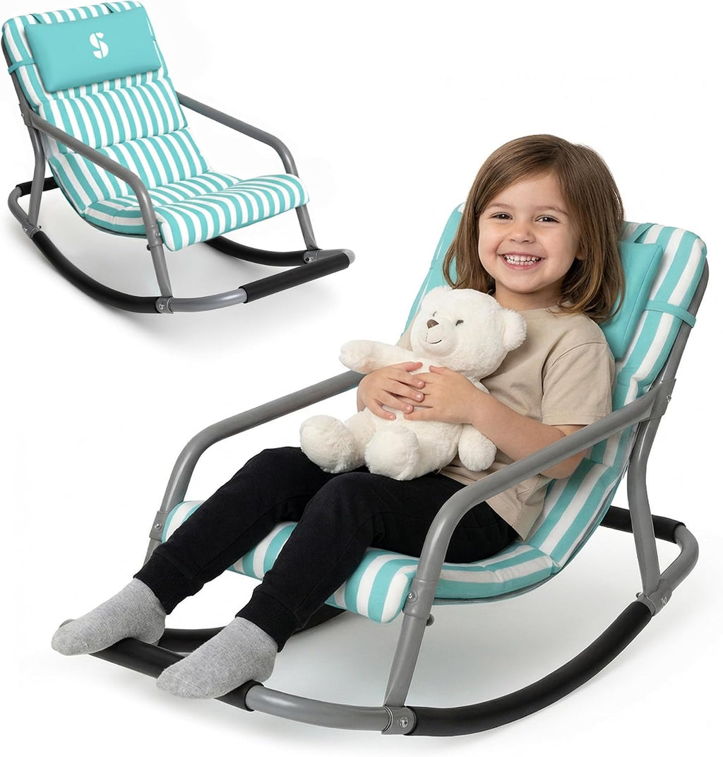 Special Supplies Mecedora sensorial para niños, cómoda mecedora para niños, silla de suelo versátil con tela suave y estabilidad para sala de juegos, dormitorio o guardería (a partir de 3 años) (verde azulado)