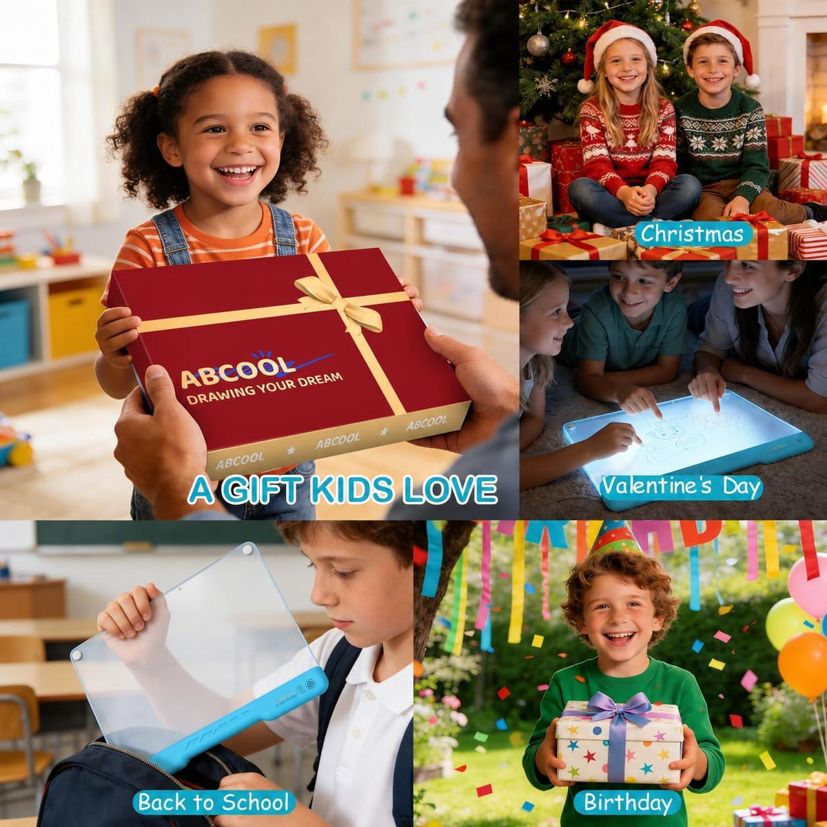 Tablero de dibujo LED de 17 pulgadas para niños, regalo de cumpleaños para
