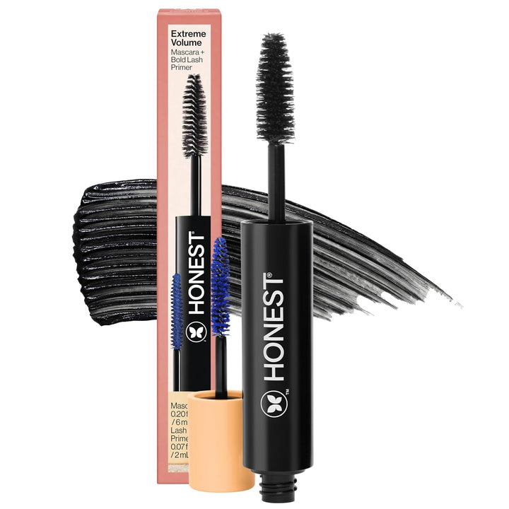 Honest Beauty Máscara de pestañas Extreme Volume Clean 2 en 1, impr...