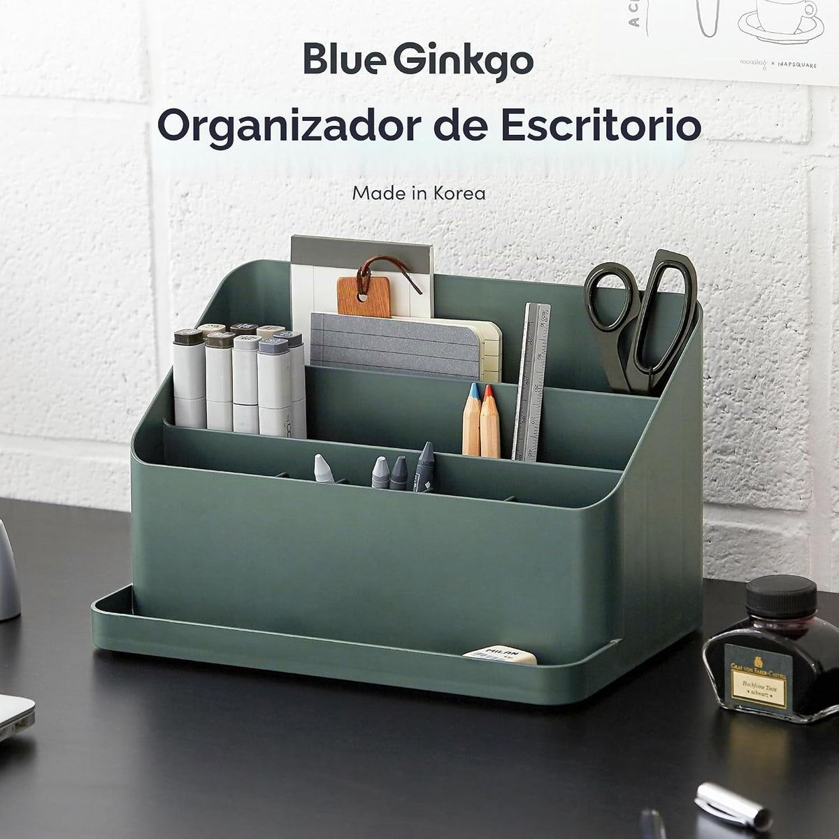 BLUE GINKGO Organizador de escritorio, suministros de oficina, verde