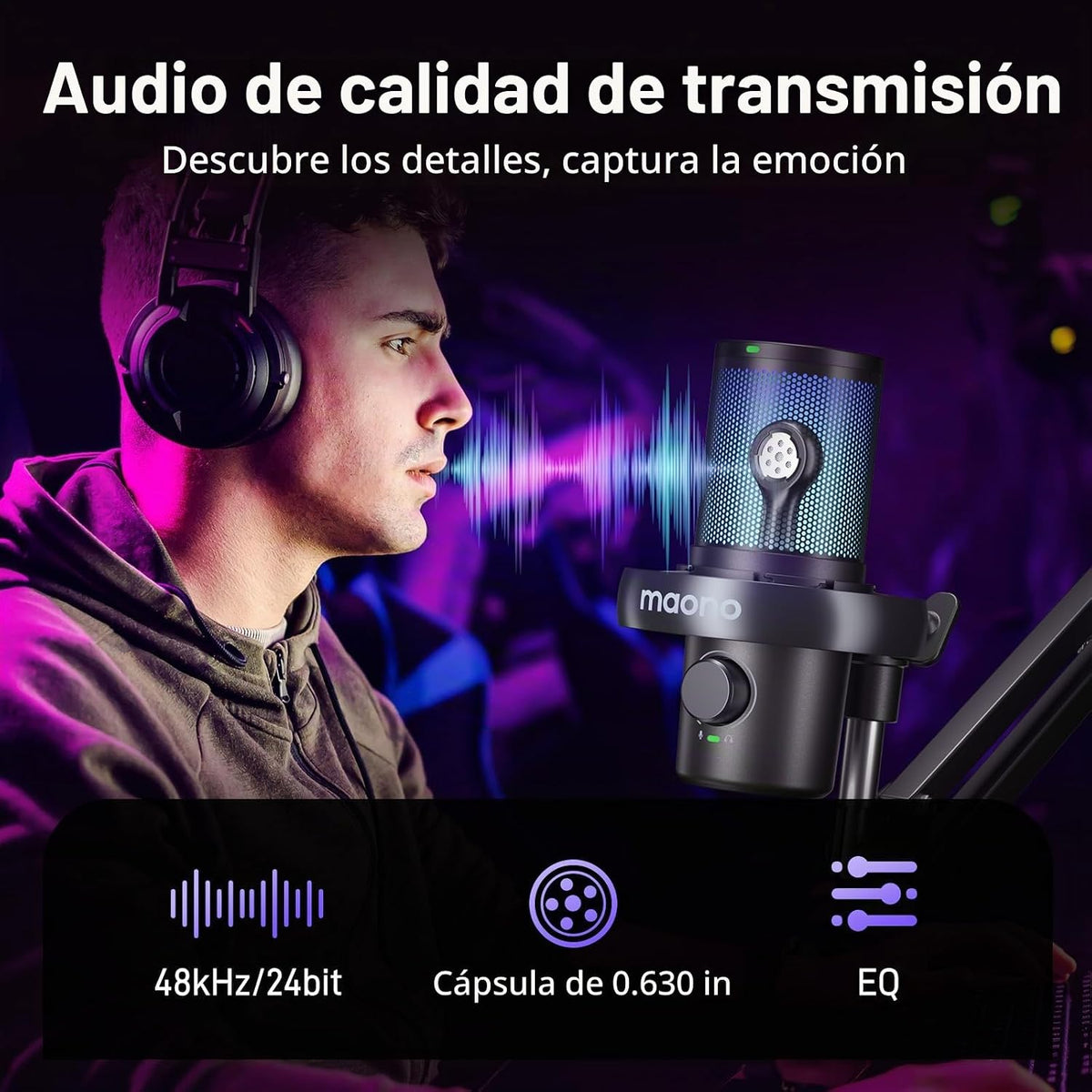 MAONO Micrófono inalámbrico para juegos DM40 Pro USB para PC