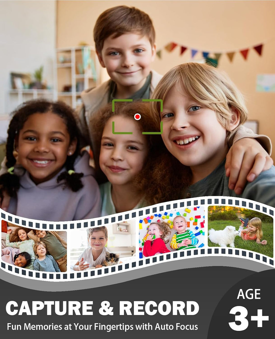HEYMAO Cámara digital para niños de 64MP 1080P con pantalla abatibl...
