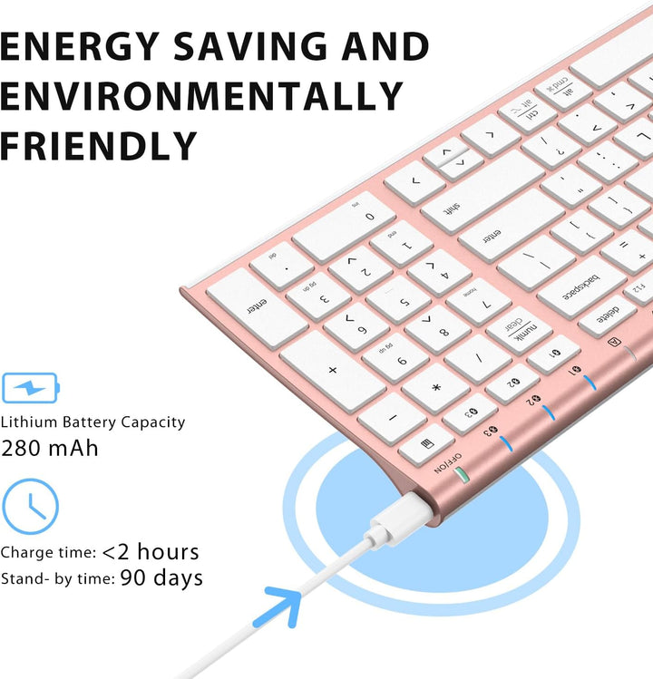 iClever BK10 Teclado Bluetooth, Teclado Inalámbrico Recargable Ultr...
