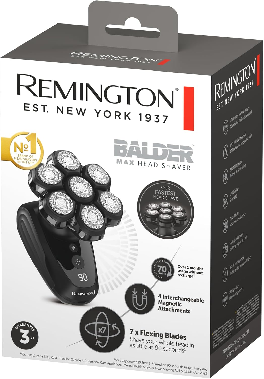Remington Balder MAX - Afeitadora de cabeza para hombres calvos, si...