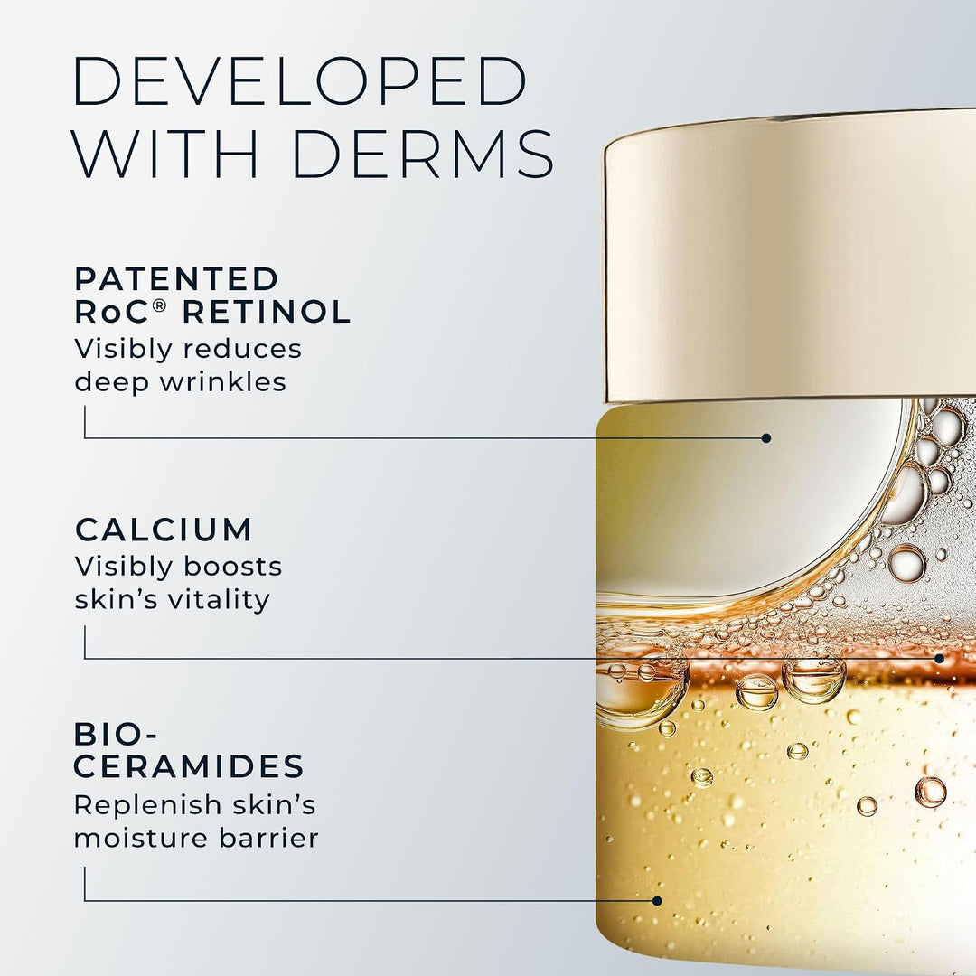 RoC Crema Rica para Arrugas Profundas, Sin Fragancia, Crema Reafirm...