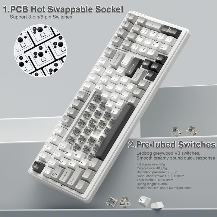 AULA Teclado mecánico inalámbrico F99, triple modo BT5.0\/2.4GHz\/U...