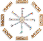 Juego de dominó de tren mexicano con 8 bandejas/estantes de madera, juego de dominó doble 15 para viajes con 8 porta fichas, juego de dominó de 136 fichas doble 15 de colores con estuche con