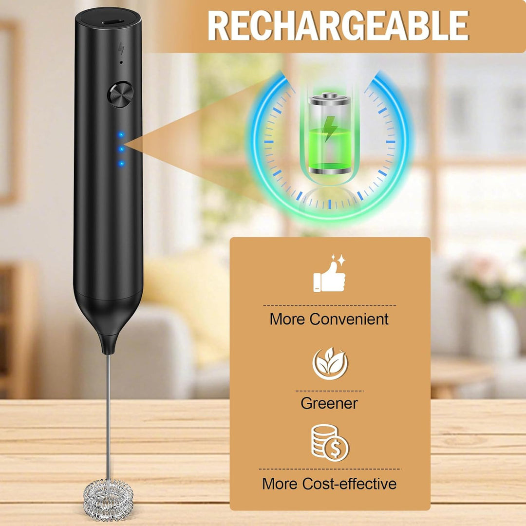 Espumador de leche recargable de mano batidor eléctrico