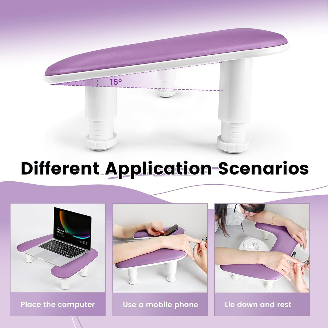 JODSONE Reposabrazos en forma de U púrpura para manicuristas con so...