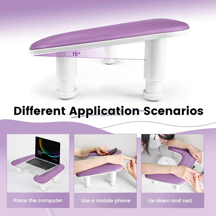 JODSONE Reposabrazos en forma de U púrpura para manicuristas con so...