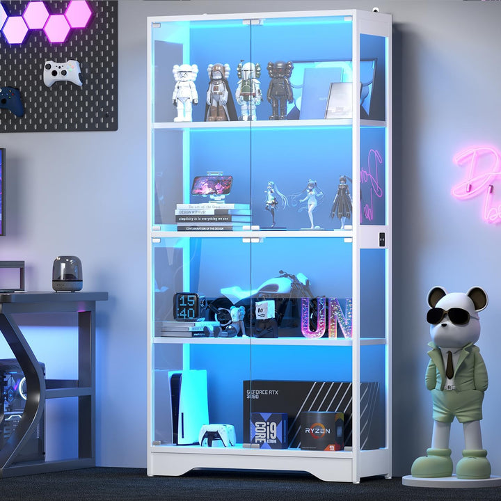 knoworld Vitrina con puertas de cristal, gabinete Curio de 63 pulga...
