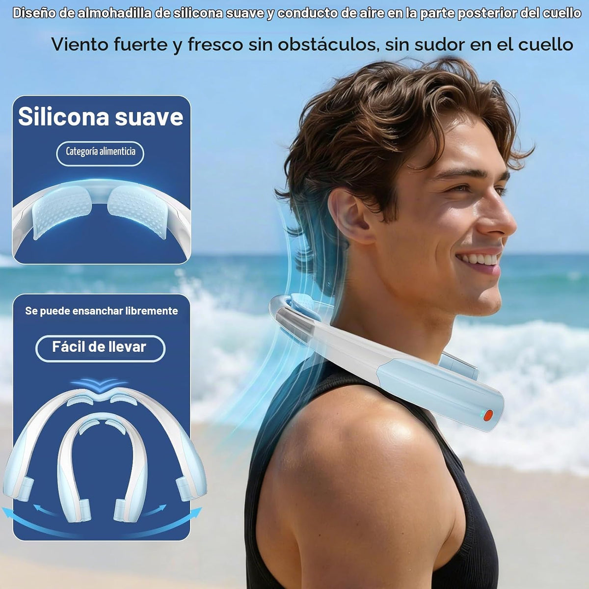 Elrerue Ventilador de cuello portátil, ventilador personal recargab...
