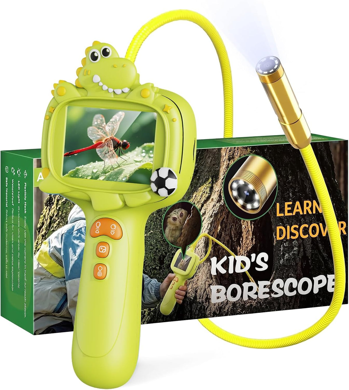 Juguete de cámara de boroscopio para niños con luz, juguete educativo STEM Science para niños y niñas de 3, 4, 5, 6, 7, 8 años, regalo de cumpleaños, descubrimiento y exploración, batería de 650 mAh