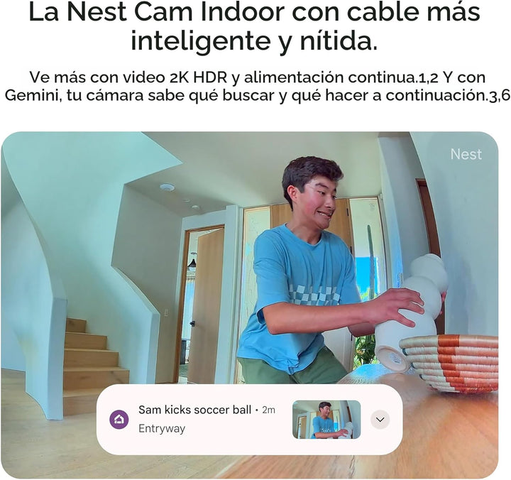 Google Nest Cam Indoor (con cable, 3ª generación) - Cámara de segur...