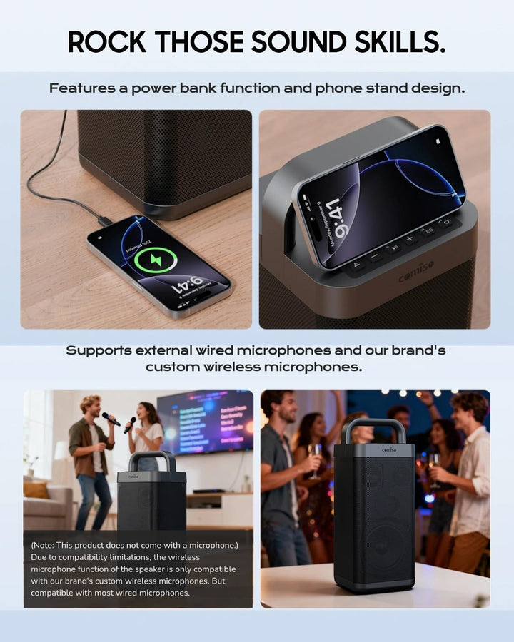 COMISO Altavoz Bluetooth portátil con graves profundos, 150W de pot...