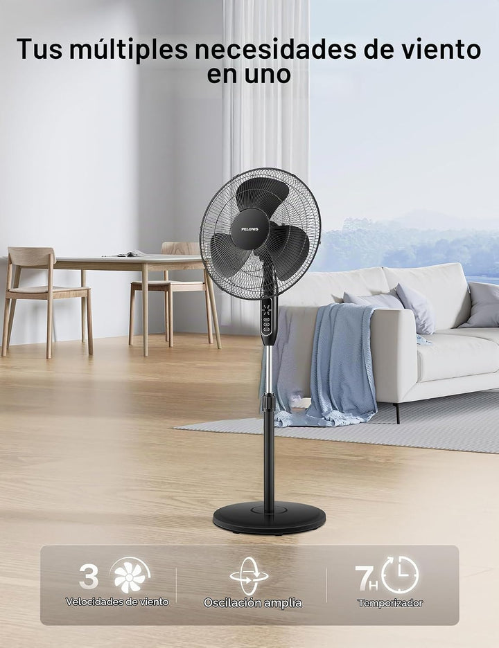 PELONIS Ventilador de pedestal oscilante ajustable de 16" con c...