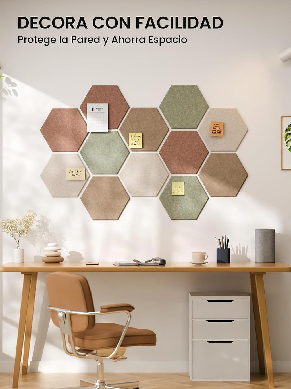 Paquete de 12 azulejos hexagonales de fieltro para tablón de