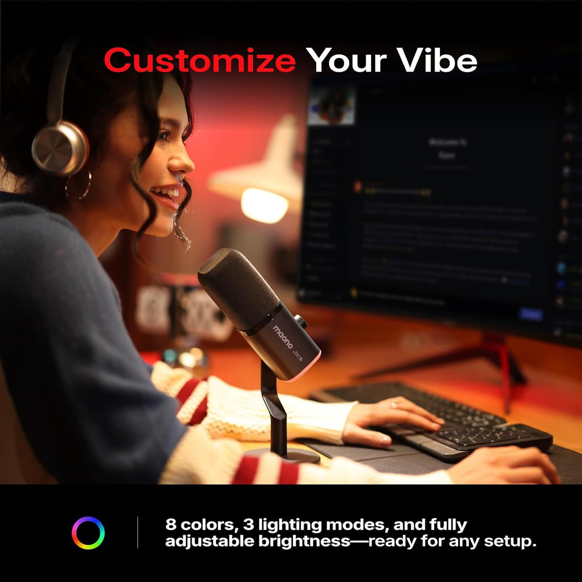 MAONO PD100W Micrófono inalámbrico USB para PC, micrófono dinámico...