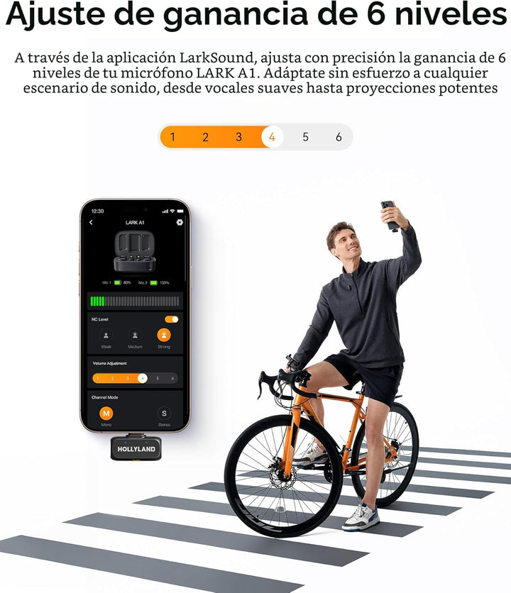 Hollyland Lark A1 Mini Micrófono Inalámbrico para iPhone y Android,...
