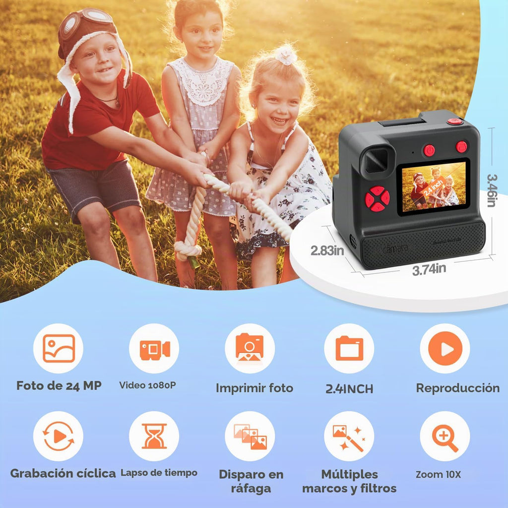 Impresión instantánea de cámara para niños, regalos de cumpleaños de