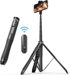 ATUMTEK Trípode para selfie stick de 51 pulgadas, soporte extensible todo en uno con control remoto Bluetooth, rotación de 360° para iPhone y Android, grabación de video, vlogging, transmisión en vivo, color negro