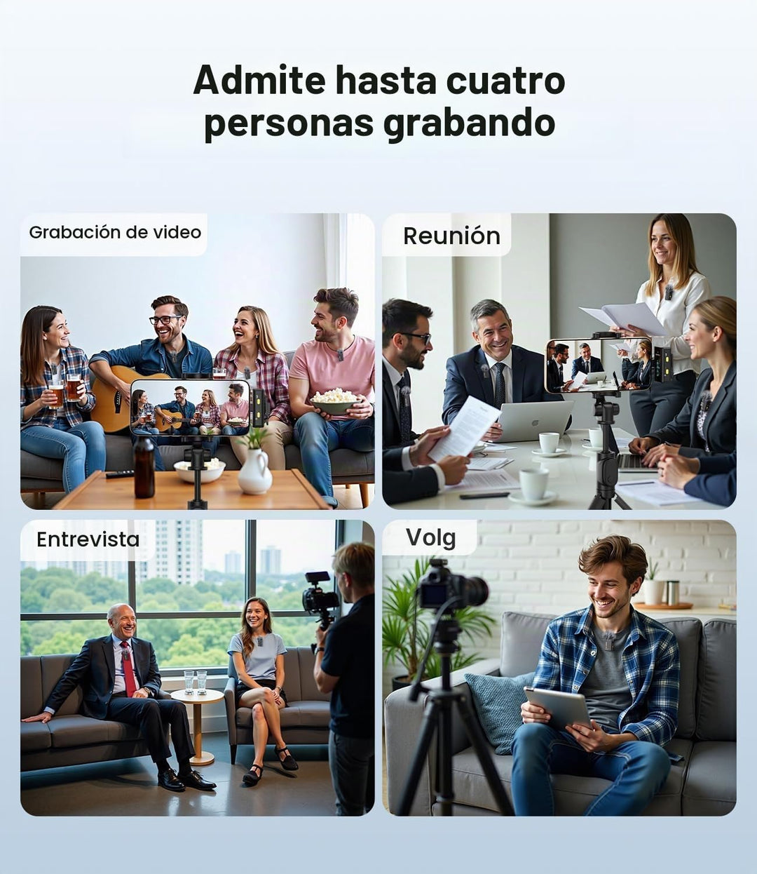 FULAIM Micrófonos Lavalier inalámbricos X6 con 4 transmisores para...