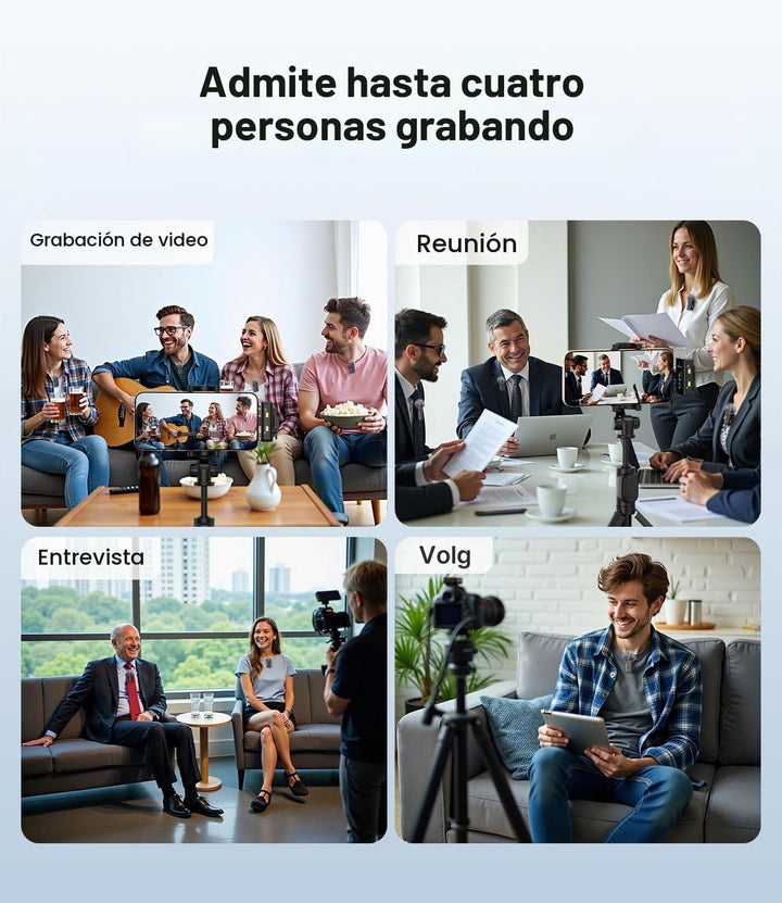 FULAIM Micrófonos Lavalier inalámbricos X6 con 4 transmisores para...