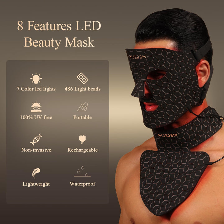 MEGELIN Máscara facial y cuello de terapia de luz roja, máscara fac...