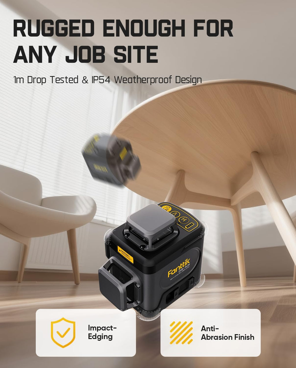 Fanttik Nivel láser D12 Ace 360 autonivelante con trípode de 43.2 pulgadas, láser cruzado verde 3D recargable de 360°, fácil de usar para construcción y colgar cuadros
