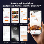 Termómetro inalámbrico digital para carne, con 4 sondas e impermeabilidad IP67, 2 sensores en 1 sonda, WiFi de alcance ilimitado, monitoreo en tiempo real, termómetro inteligente de carne para cocinar