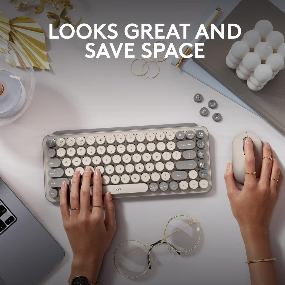 Logitech POP Keys Teclado inalámbrico mecánico con teclas de emojis...