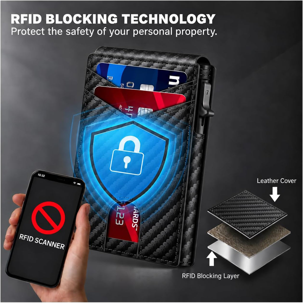 GHUKY Cartera minimalista para hombre, cartera delgada con bloqueo RFID
