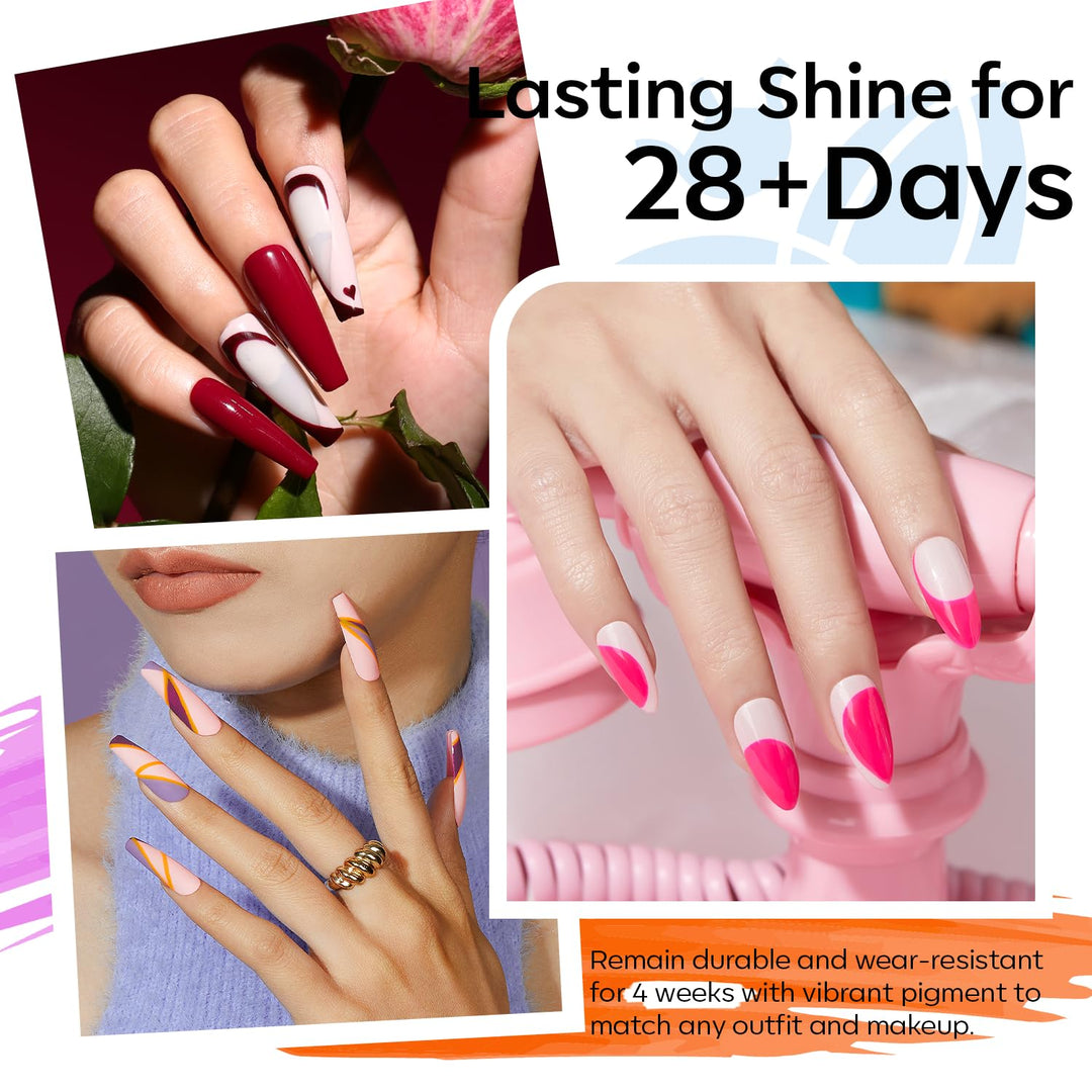 modelones Juego de 32 esmaltes de uñas de gel, 28 colores nude, roj...
