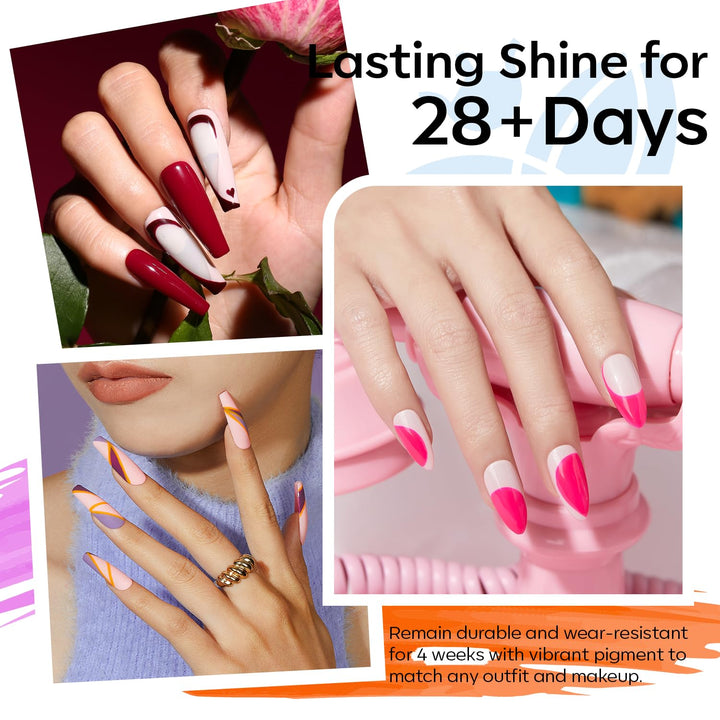 modelones Juego de 32 esmaltes de uñas de gel, 28 colores nude, roj...