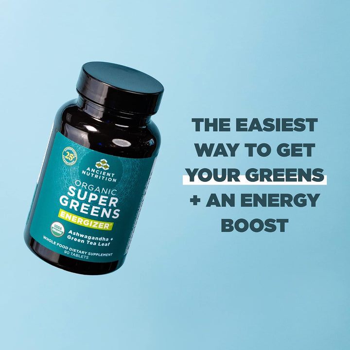 Ancient Nutrition Supergreens Energizer Tablets, tabletas orgánicas...