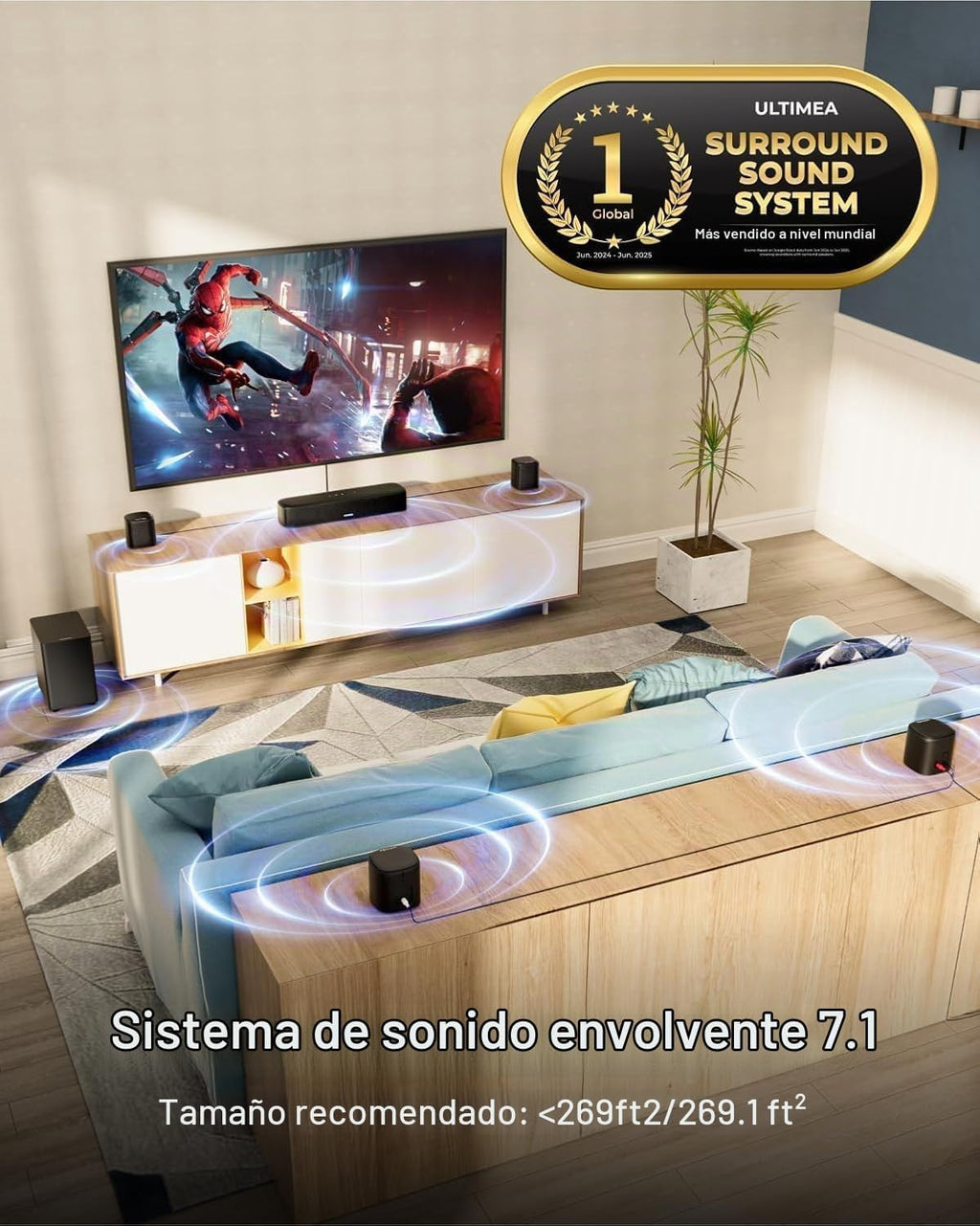ULTIMEA 7.1ch Barra de Sonido con Subwoofer, Sistema Virtual Surround para Smart TV