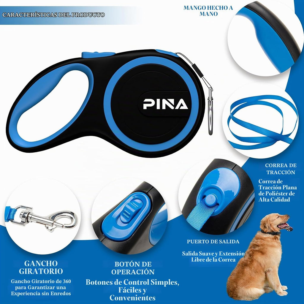 Correa retráctil para perros, de 26 pies, para perros pequeños, medianos y grandes de hasta 110 libras, cinta de nailon reflectante resistente sin enredos de 360°, con mango antideslizante