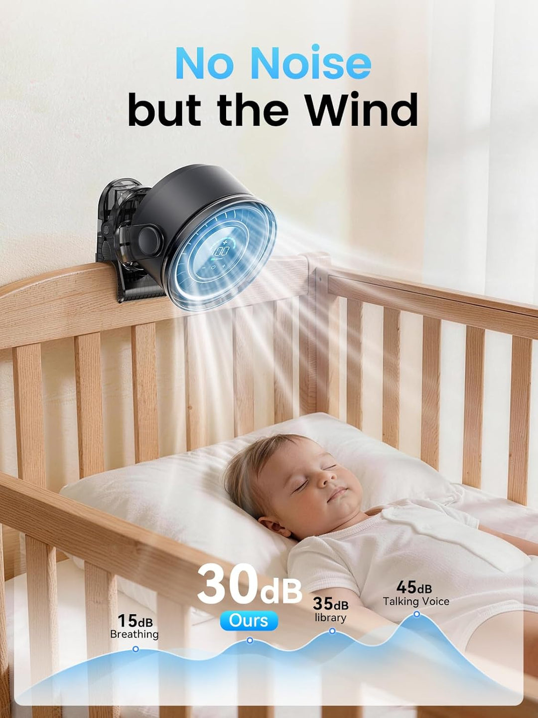 OpenBay Ventilador de clip, ventilador USB recargable con abrazader...