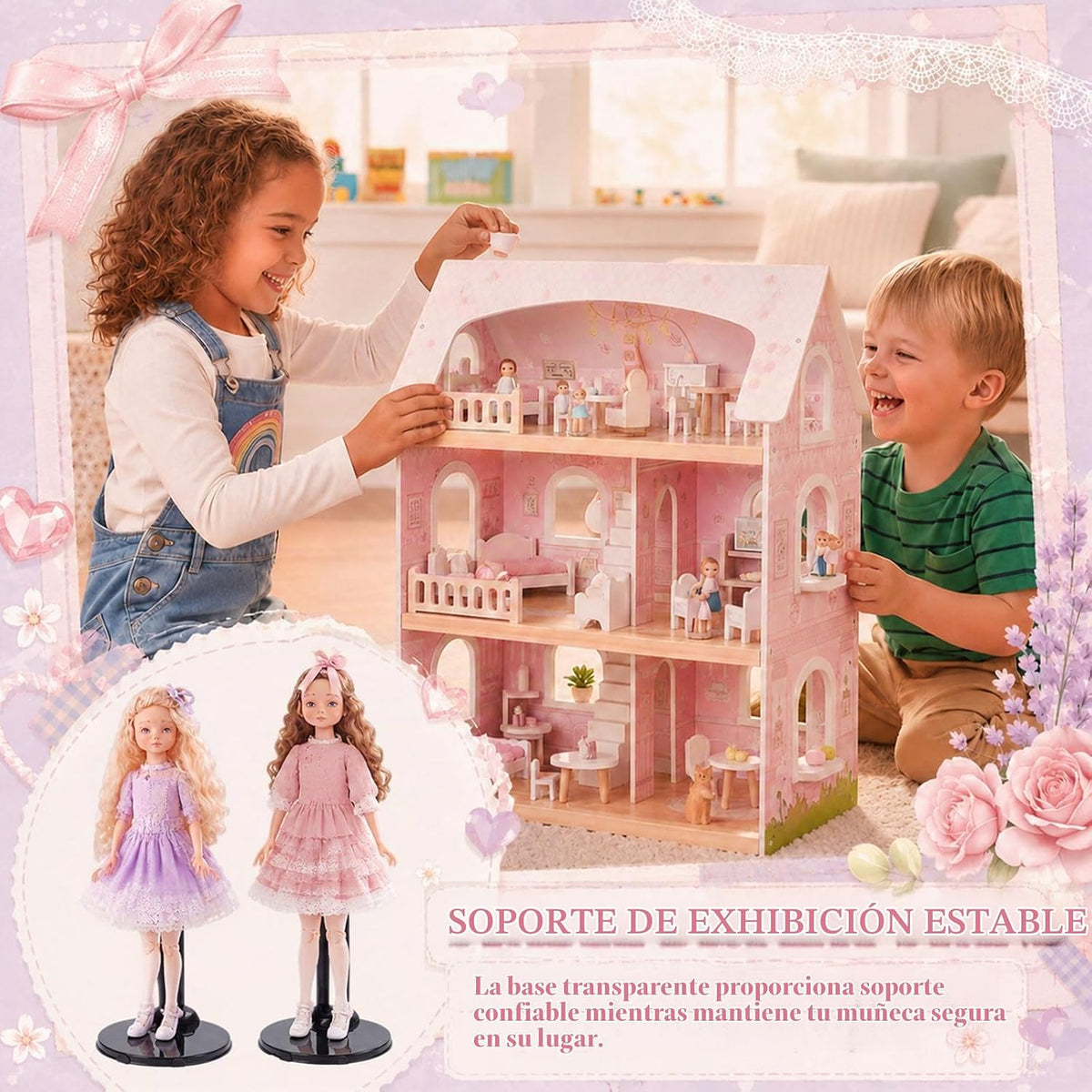 100 soportes acrílicos para muñecas, soporte para figuras de acción, color
