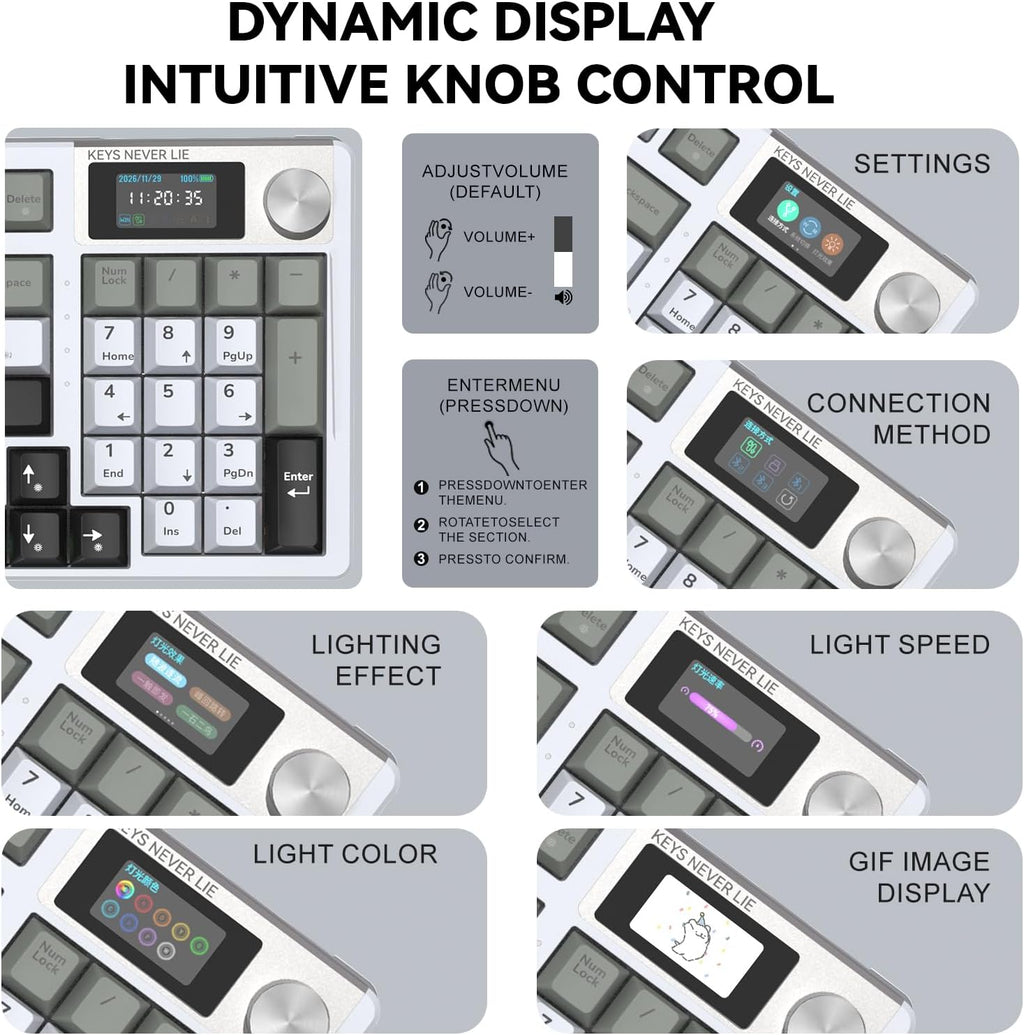 KEMOVE Teclado mecánico inalámbrico K94, QMK/VIA, pantalla LCD y perilla de