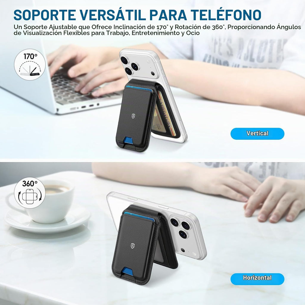 SHIELDON Cuero genuino para soporte de cartera MagSafe, 6 tarjeteros