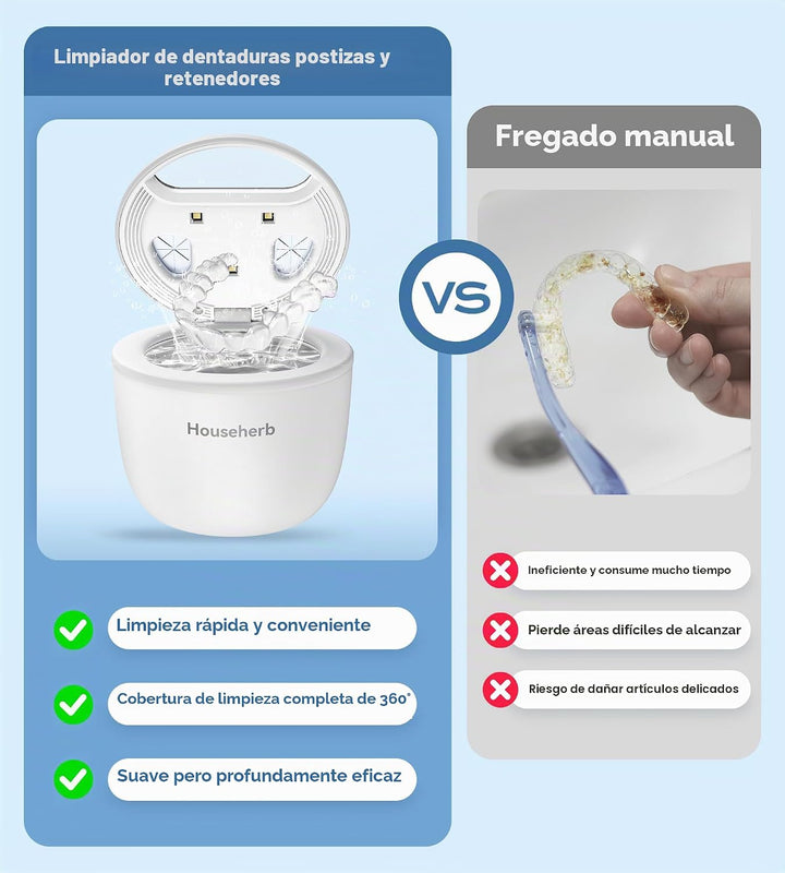 Househerb Limpiador ultrasónico de retenedor, cápsula de limpieza d...