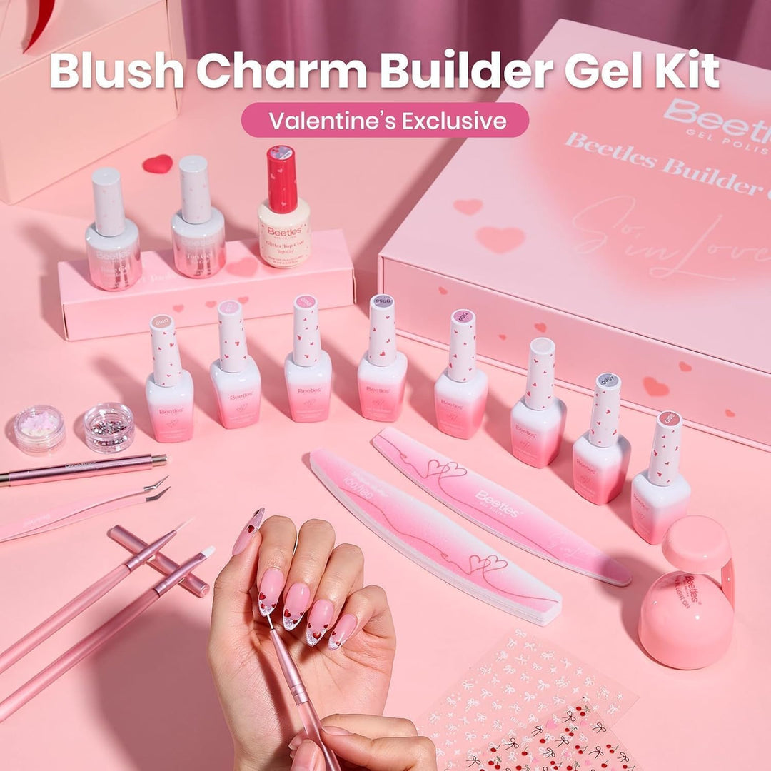 Beetles Builder - Kit de uñas de gel con mini lámpara UV, esmalte d...