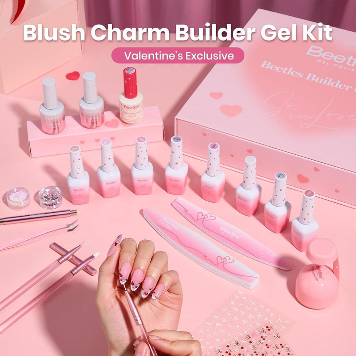 Beetles Builder - Kit de uñas de gel con mini lámpara UV, esmalte d...