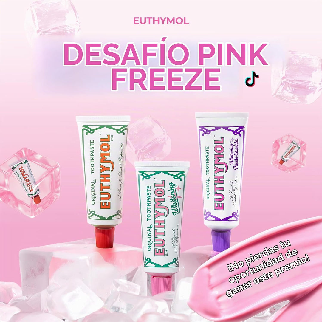 EUTHYMOL Pasta de dientes rosa original (3.7 onzas líquidas x 3, pa...