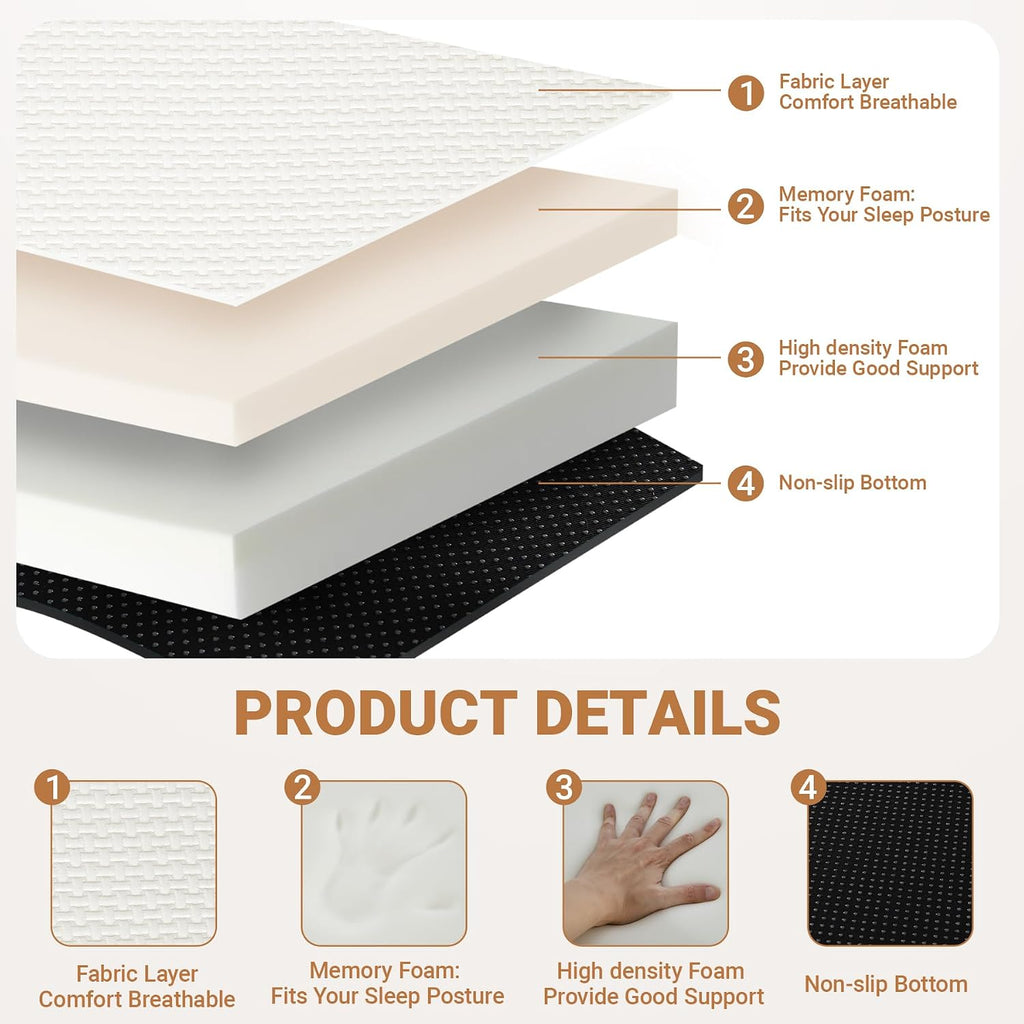 Colchón plegable Twin de espuma viscoelástica, colchoneta para dormir tri-plegable