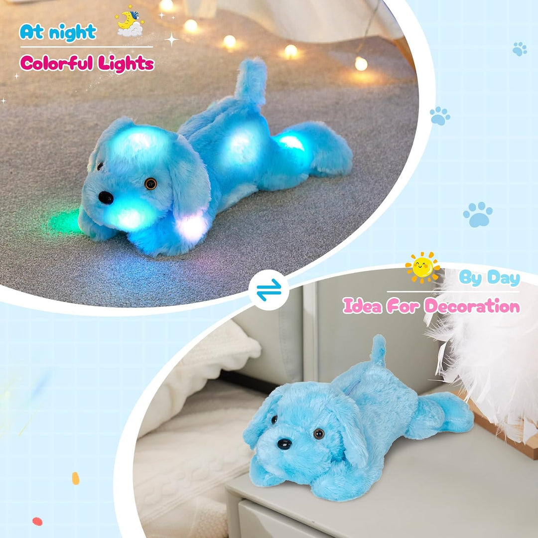 Perrito de peluche con luz LED para ver por la noche, 20 pulgadas,...