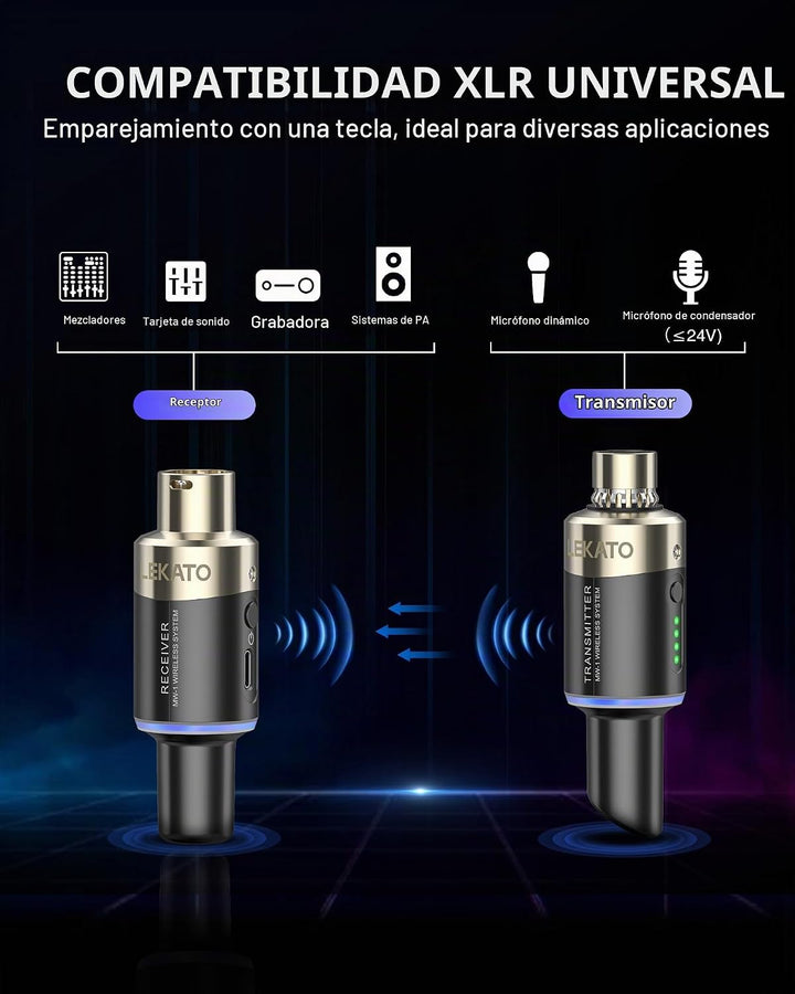 LEKATO 5,8 GHz micrófono inalámbrico XLR transmisor receptor sistem...