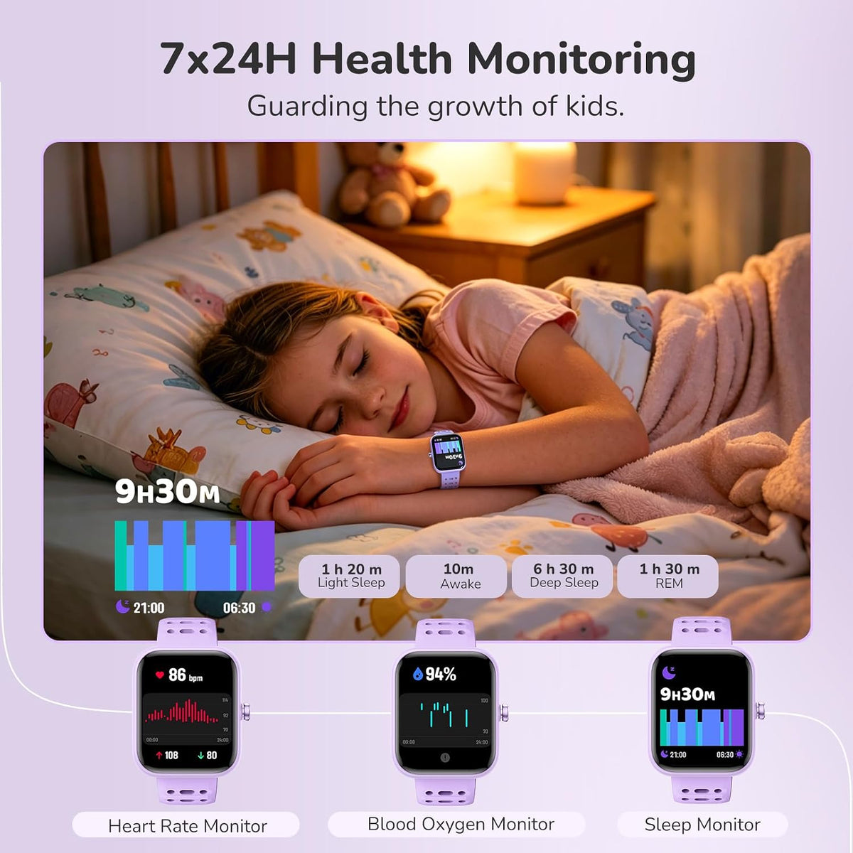 ENOMIR Reloj inteligente para niños, monitor de salud, juegos de