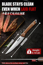 Huusk - Juego de 6 cuchillos para carne con bloque de madera